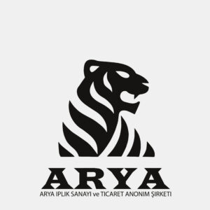 Чорно-білий логотип з головою тигра та текстом ARYA