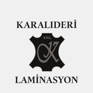 Логотип Karalideri LAMINASYON зі стилізованою шкіряною міткою.