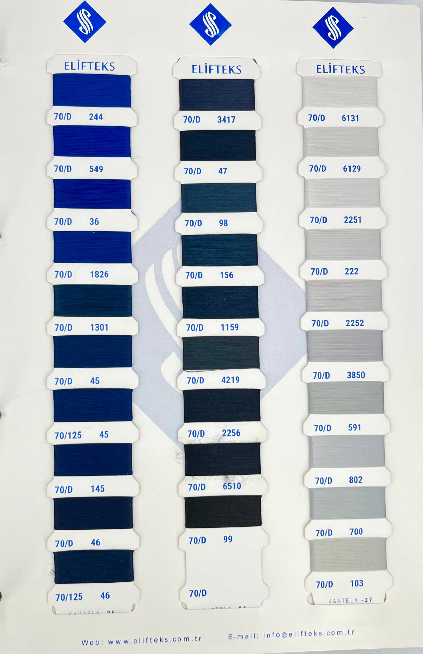 Elifteks jacquard thread color catalog - part 3
