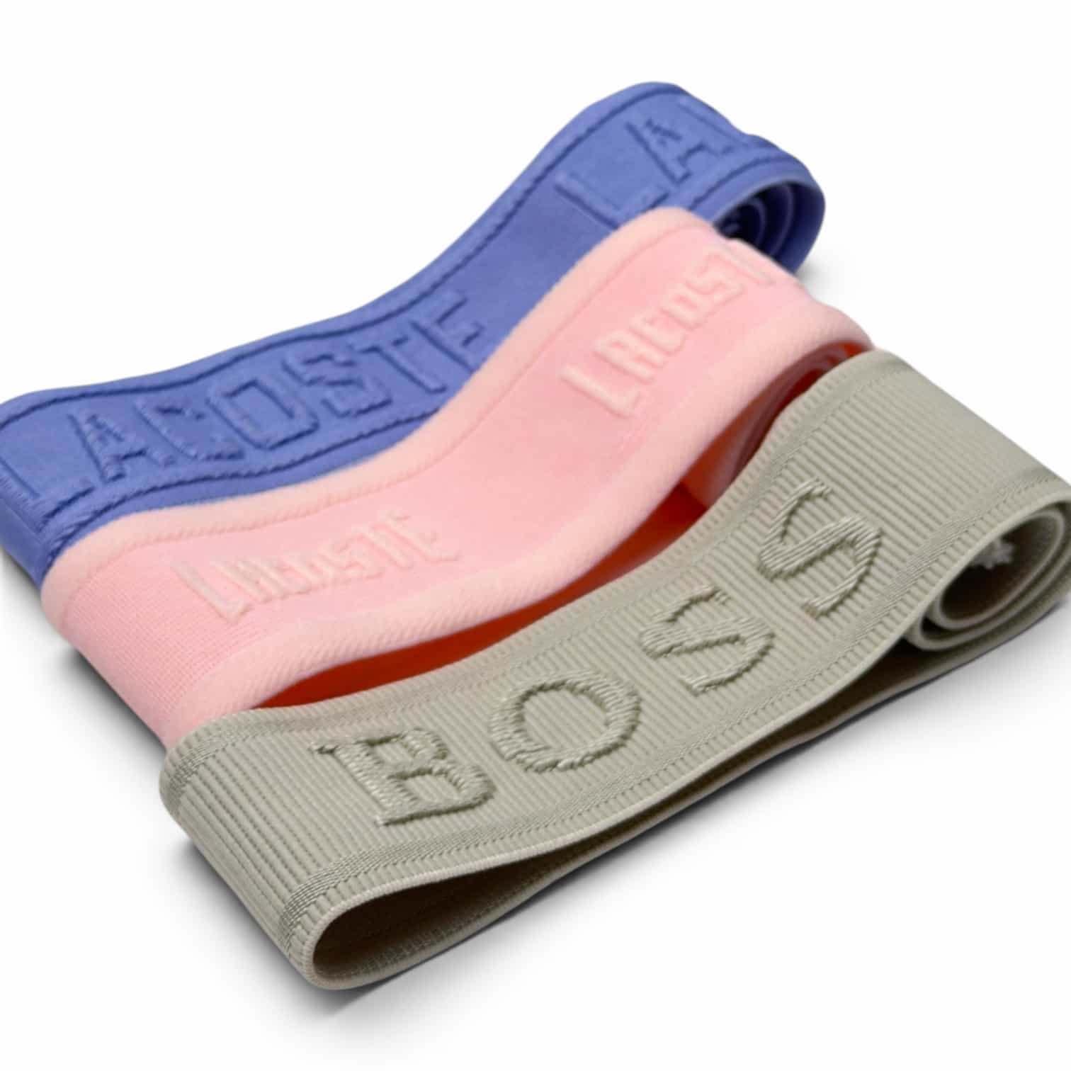 Embossed jacquard elastic band with 3D logo multi color set