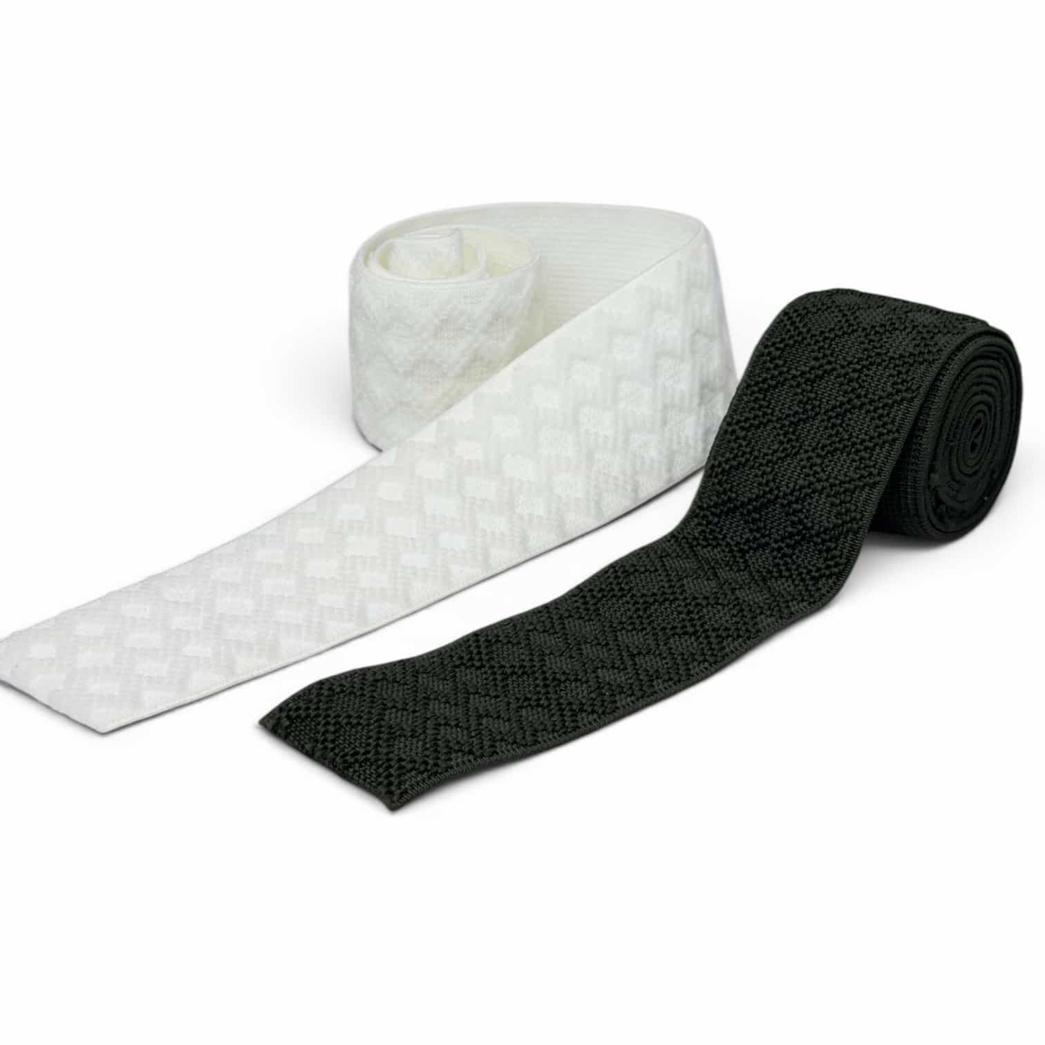 Textured jacquard elastic band with diamond pattern black and white
