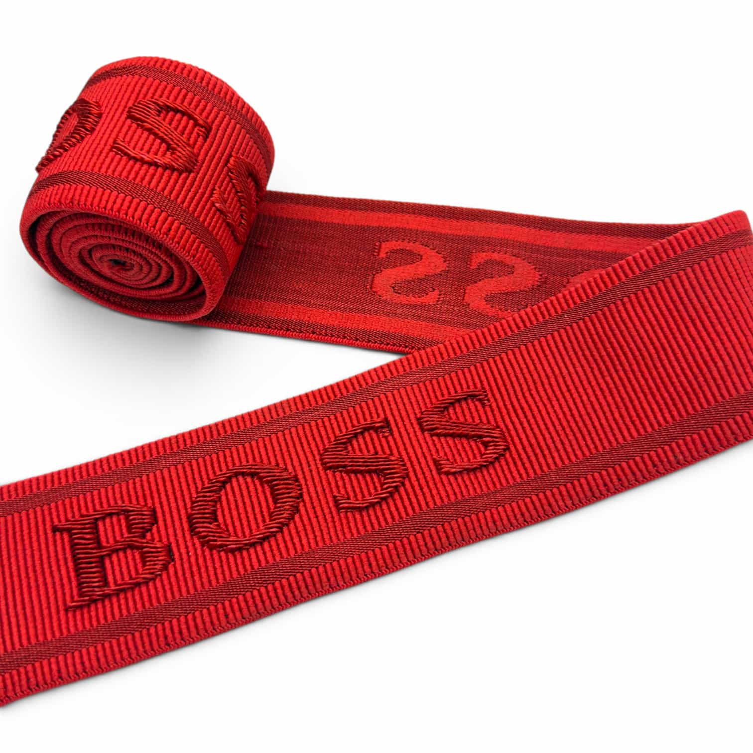 Red jacquard elastic waistband with custom logo for underwear and apparel
